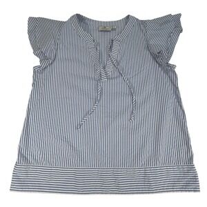 Vineyard Vines Performance Seersucker Top Blue White Women's Medium Short Sleeve